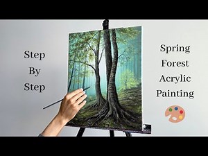 Acrylic Painting Spring Forest Landscape