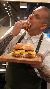 Order's up - beef sliders for Charlie 🍔 Ingredients - 6 soft slider buns - 420g 80/20 ground beef, split into 6 x 70g balls - 2 tbsp grapeseed oil - 1 small brown onion, medium dice - 6 slices burger cheese - 1/2 head iceberg lettuce, finely sliced - 12 sour pickle slices - 2 tbsp mayo - 2 tbsp mustard - Salt to taste Method 1. Slice your slider buns in 1/2, trying to keep them all attached. 2. Spread mayo on both sides. 3. Pour the oil on a hotplate and once hot, add the onions, season with sa