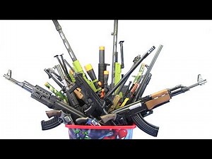 Box of Toys !! Military Toys for Kids Guns AK-47 ,M16 rifle,Cap Gun.. Video for Kids