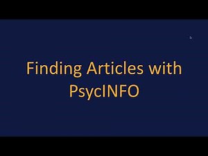 NEW Finding Articles with PsycINFO