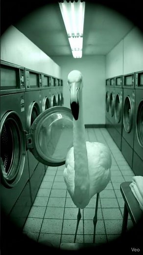 “Flamingo Caught on Security Camera Doing Laundry at 3AM #SecurityCamera #Flamingo