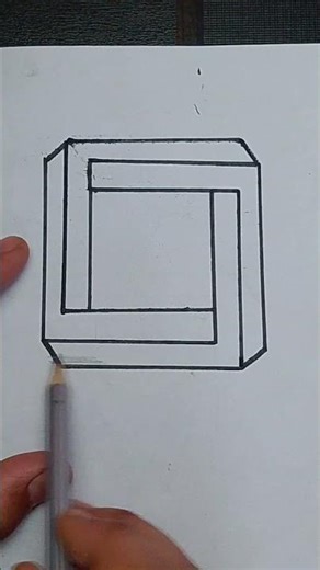 3D Impossible Square Drawing 😱 Mind Blowing Illusion | Easy 3D Art#shorts