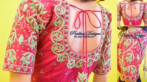Flower Designed Aari Embroidery Blouse with French knot and Silver Zari || Prabhas Designs | Design Blouses by Prabhasdesigns | Facebook