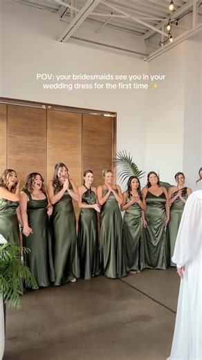 BIRDY GREY  on Instagram: "This is your sign to do a first look with your bridesmaids 凉蠟 Content Creation: @hannamarieevents Bride: @abby__wood_ #greenbridesmaiddresses #bridesmaidsdresses #bridesmaids #firstlook #weddingday #bridesmaiddresses"