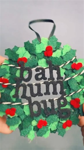 9.5K views · 181 reactions | How to make a holiday felt wreath craft inspired by A Christmas Carol. Scrooge Bah Hum Bug christmas ornament. Easy Christmas craft ideas. Felt DIY Christmas ornament. #achristmascarol #christmascrafts #christmasmovies #feltcraft #easycraft | Timm Sevitz | Facebook