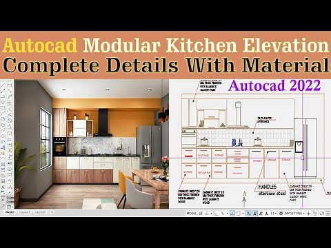 Modular Kitchen Design With Elevation and Plan And Rendering | AutoCAD 2022 | With Material Details