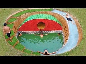 How To Build Swimming Pool And Water Slide Around Secret Underground House
