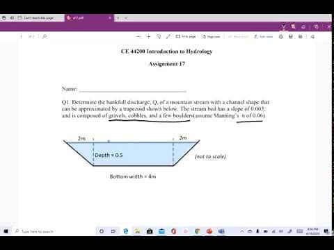 Assignment on Mannings Equation