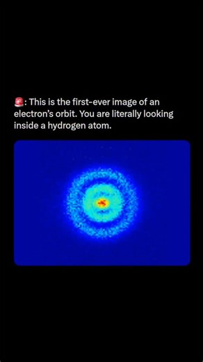 Astronomy | Space | Universe on Instagram: "The first-ever direct visualization of an electron’s orbit inside a hydrogen atom. It's not a single particle captured in motion, but rather a representation of the electron's probability cloud—the area where it is most likely to be found. This groundbreaking image offers a tangible glimpse into the strange world of quantum mechanics and a powerful testament to the advancements in modern physics. It's a profound reminder of the unseen universe that exi