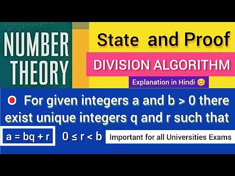 Division Algorithm || State and Proof Division Algorithm Theorem || Number Theory ||B.Sc/M.Sc Maths