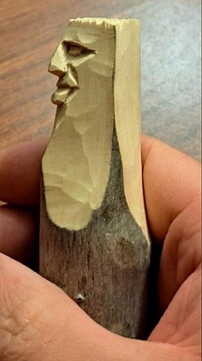 Whittling a Face in a Block of Wood #whittling #carving
