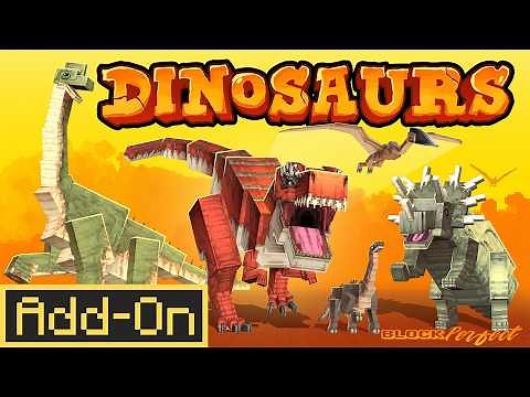DINOSAURS ADDON Ride, Tame & The Ultimate PVP Battles in Minecraft Bedrock Edition!