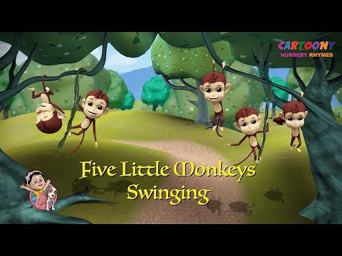 Five Little Monkeys Swinging in a Tree | 5 Little Moneys Songs | Cartoony Nursery Rhymes