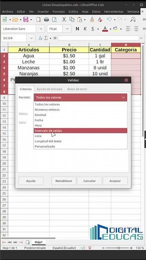 How to create drop-down lists in LibreOffice Calc. #shorts