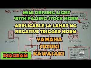 Mini Driving Light with passing stock horn Negative trigger horn