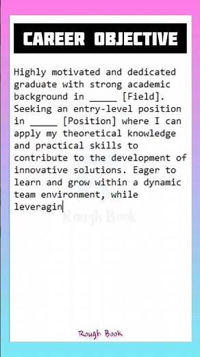 Career Objective in Resume for Freshers | How to Write Resume Career Objective #resumeobjective