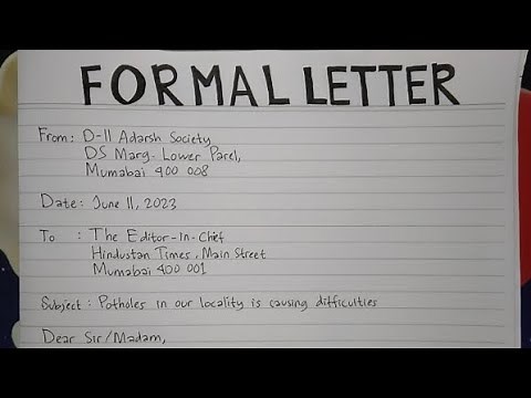 How To Write A Formal Letter Template & Sample | Business Letter | Writing Practices