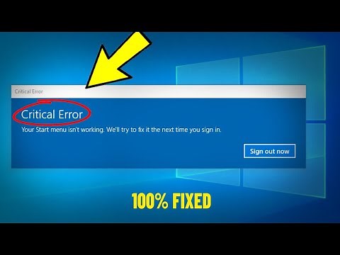 Fix Critical Error Your Start Menu Isn't Working in Windows 10 /11 | How T Solve start menu Error ✅