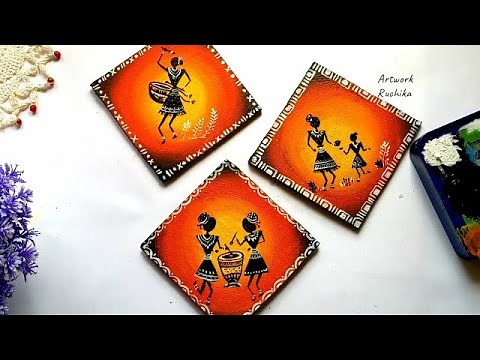 ✨ Easy Cardboard Wall Hanging Craft | Easy DIY Craft for Home | Warli Art Folk Art Acrylic Painting