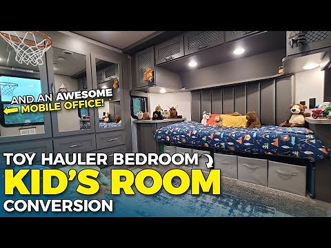 TOY HAULER CONVERSION - Momentum 395MS Mobile Office & Kid Room Tour!