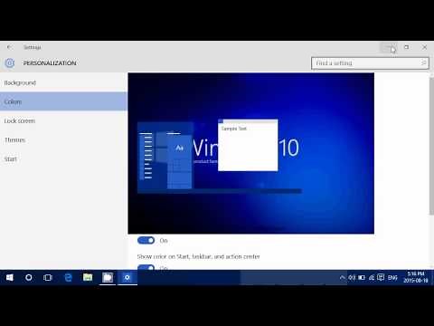 Windows 10 How to personalize colors in start menu taskbar and settings