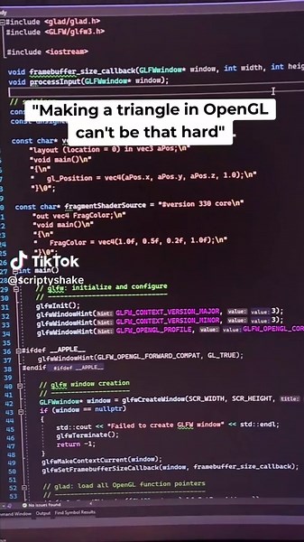 Drawing a triangle in OpenGL... #gamedeveloper #opengl #programmingmemes #indiedeveloper #codingmemes