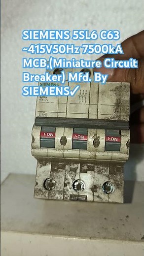 SIEMENS 5SL6 C63 ~415V50Hz 7500kA MCB,(Miniature Circuit Breaker) Mfd. By SIEMENS✓