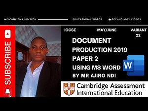 IGCSE ICT (0417/0983) Paper 2 Document Production May June 2019 Variant 22 | Microsoft Word