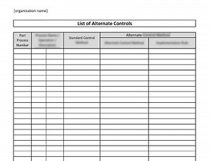 List of Alternate Controls [IATF 16949 document]