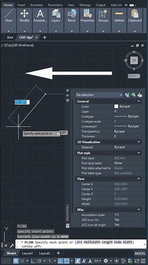 AutoCAD Tips - 12 Polyline Variable Width #Shorts #autocad