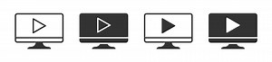 Video player icon on a computer monitor. Vector illustration.