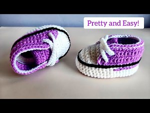 Easy Crochet Baby Sneakers | Step by Step Tutorial (Purple & White! 💜)