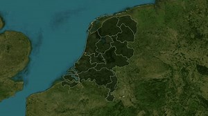Zoom from Earth to Netherlands (with Provinces) World map animation with highlighted borders of countries.