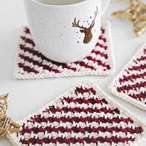 Candy Cane Crochet Coasters Pattern
