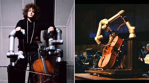Watch as a robot performs the cello with a symphony orchestra in a world first