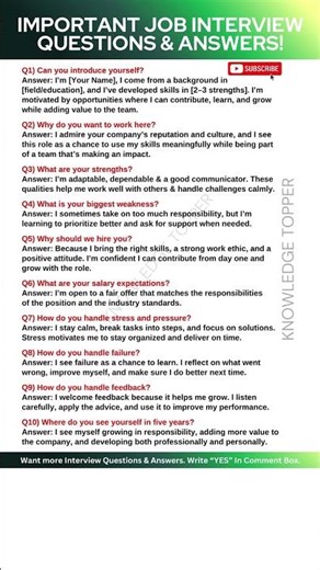 Top 10 Job Interview Questions and Answers