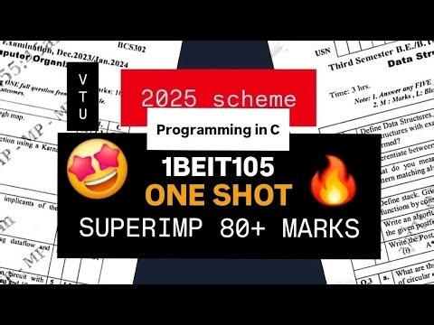 PROGRAMMING IN C SUPER IMPORTANT QUESTIONS 💯🤩| 1BEIT105/205 PASSING PACKAGE MODEL PAPER SOLUTIONS