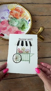 Easy French Flower Cart Watercolor Tutorial