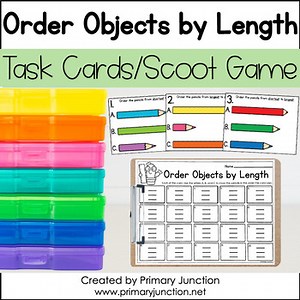 Order Objects by Length Comparing Measurement Scoot Game Task Cards Write Room