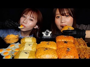 【ASMR】女子2人で大量のプルダック麺生春巻きを食べる🔥🔥【Eating Sounds】Fire Noodles❤️‍🔥