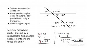 How to Solve Equations Involving Angles and a Pair of Parallel Lines | Geometry | Study.com
