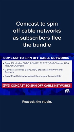 27K views · 324 reactions | Comcast is moving forward with the spinoff of its cable network channels, including CNBC, MSNBC and E!, the company said Wednesday. CNBC's David Faber reports on the details available so far. | CNBC | Facebook