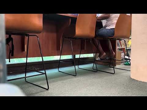 Cute candid library feet