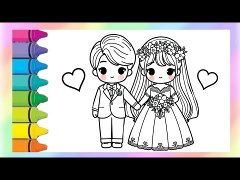 How to draw a beautiful and easy bride & groom | Step by step drawing for kids