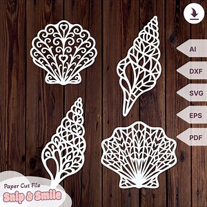 Shell SVG Bundle - Sea Clipart for Cricut & Silhouette, DXF Files, PDF Printable Templates for Hand Cutting - Etsy