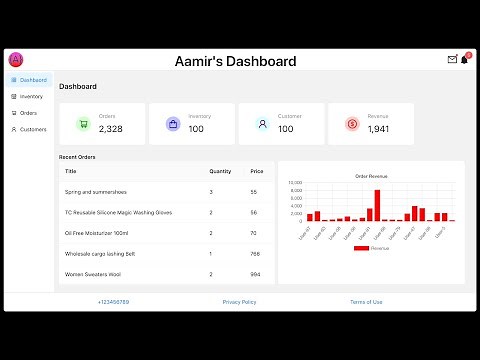 Build Admin Dashboard App using React and Ant Design with Sidebar, Statistics Cards, Chart & Tables