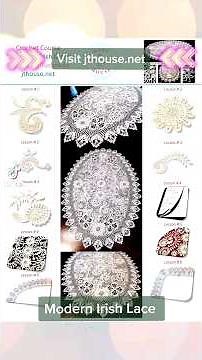 Modern Irish Lace tutorial by JThouse Crochet School. Doily, tablecloth, pillowcase, shawl, blanket.