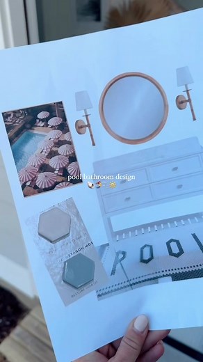 pool bathroom design 💙🫧🧜‍♀️ the tile floor design is my absolute favorite and what inspired the entire bathroom! I cannot get enough! BEST PART: the entire bathroom was budget friendly 🙌🏼 vanity tile (from @loweshomeimprovement) save share for inspo! shop everything else w/ link in bio 🫶🏼 #outdoorliving #outdoordesign #pooldesign #outdoorbathroom #budgetfriendly #homerenovation #liketkit #LTKSeasonal #LTKxTarget #LTKhome @shop.ltk https://liketk.it/4D42Z @Lowe’s