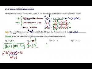 1.3.3 Special Factoring Formulas