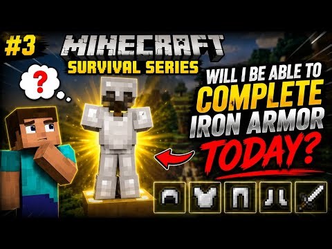 Can I Get Full Iron Armor Today? 😨 | Minecraft Survival Series #3